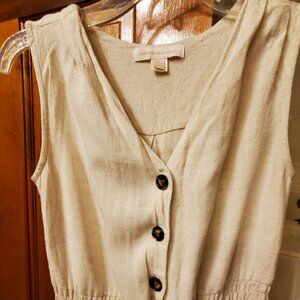 Cream linen blend jumpsuit